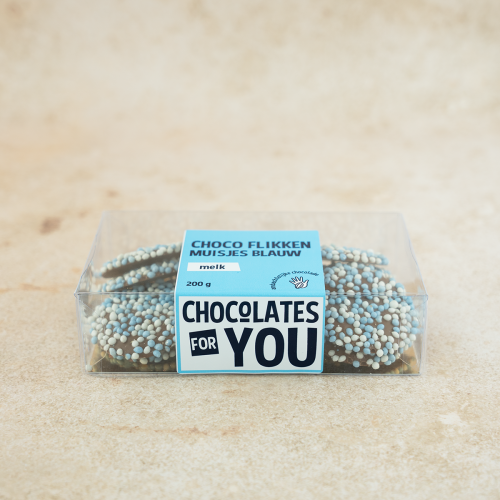 Chocolates For You Choco flikken muisjes blauw