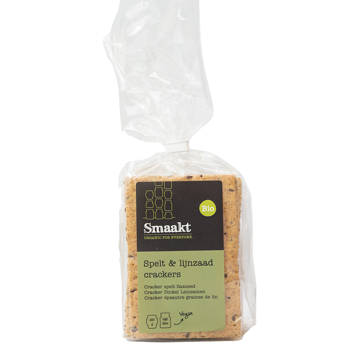 Smaakt Crackers Spelt & lijnzaad Vegan (200 gram)