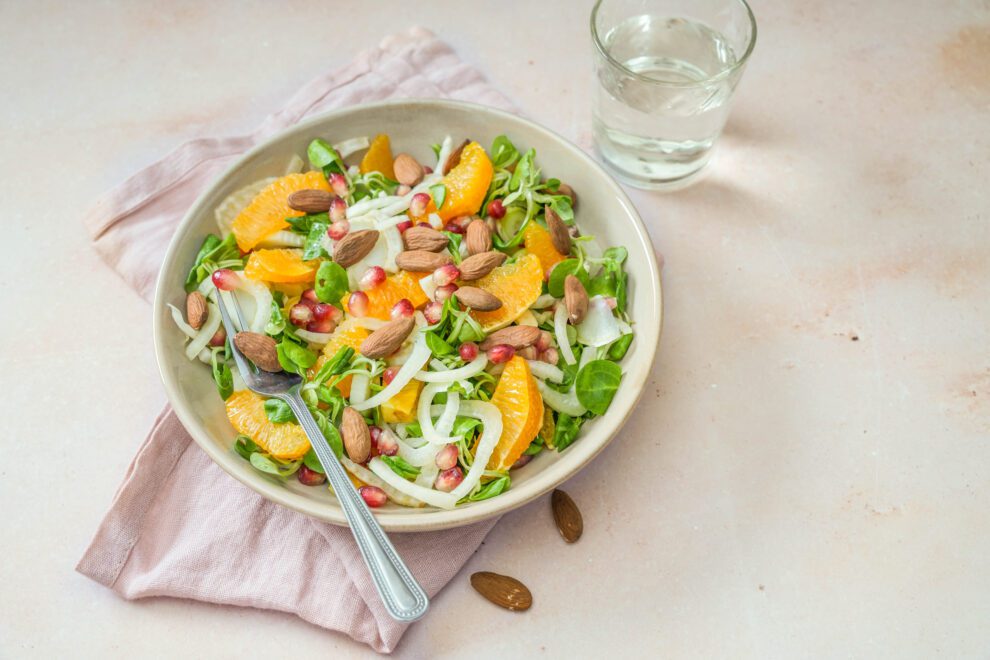 Zomerse venkselsalade met sinaasappel