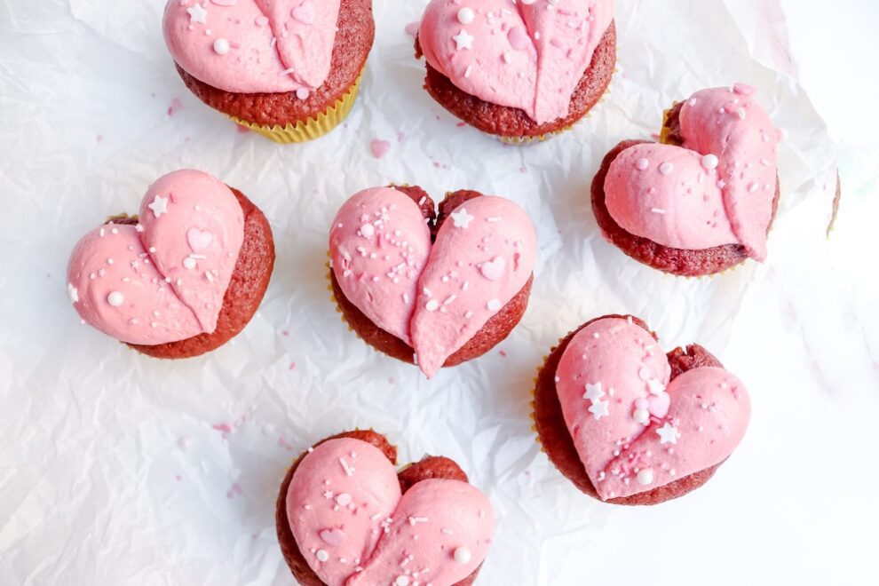 Valentijnsdag Hartvormige (Red Velvet) Cupcakes